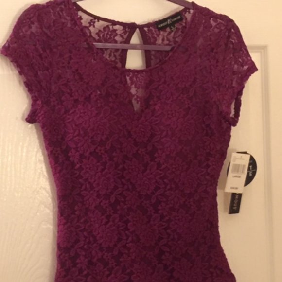 Almost Famous Tops - NEW! RASBERRY PURPLE LACE TOP